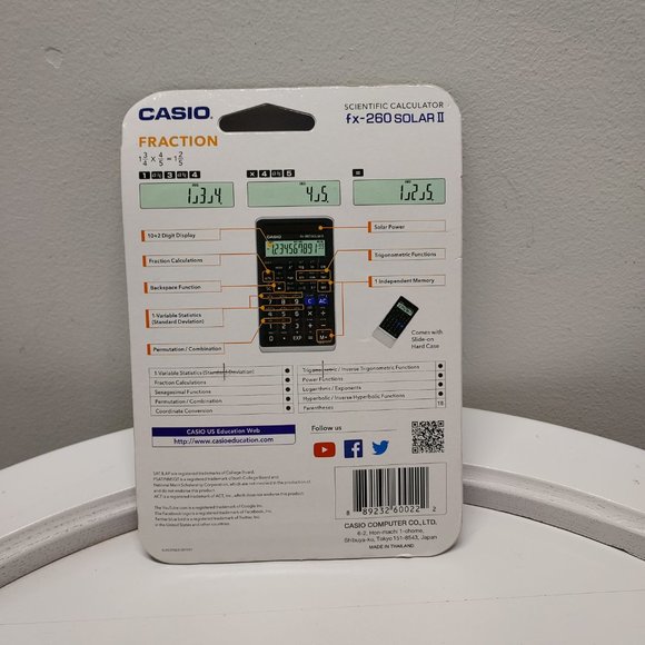 CASIO FX-260 SOLAR II SCIENTIFIC FRACTION ADVANCED SOLAR POWERED CALCULATOR NEW - Picture 2 of 4